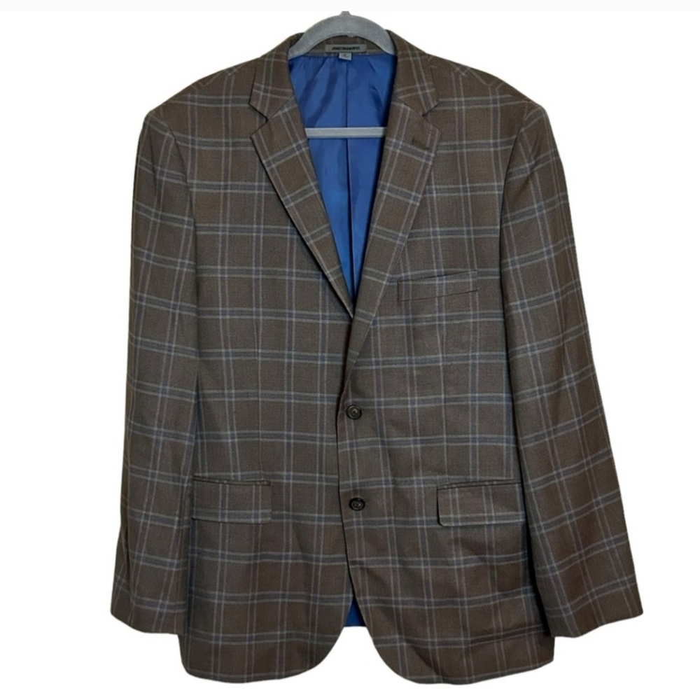 JOHNSTON & MURPHY Wool/Silk Blend Plaid Blazer XL